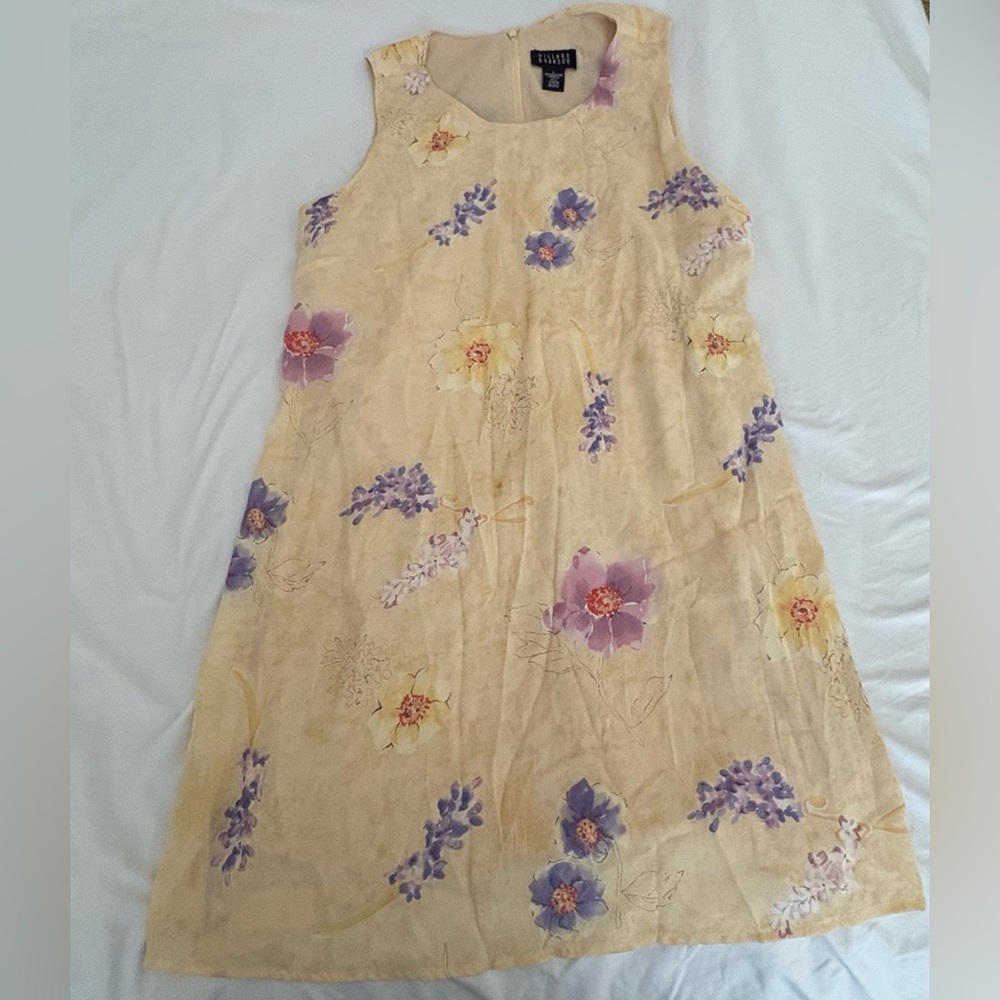 Hillard & Hanson Yellow Spring Floral Dress | Size: Large